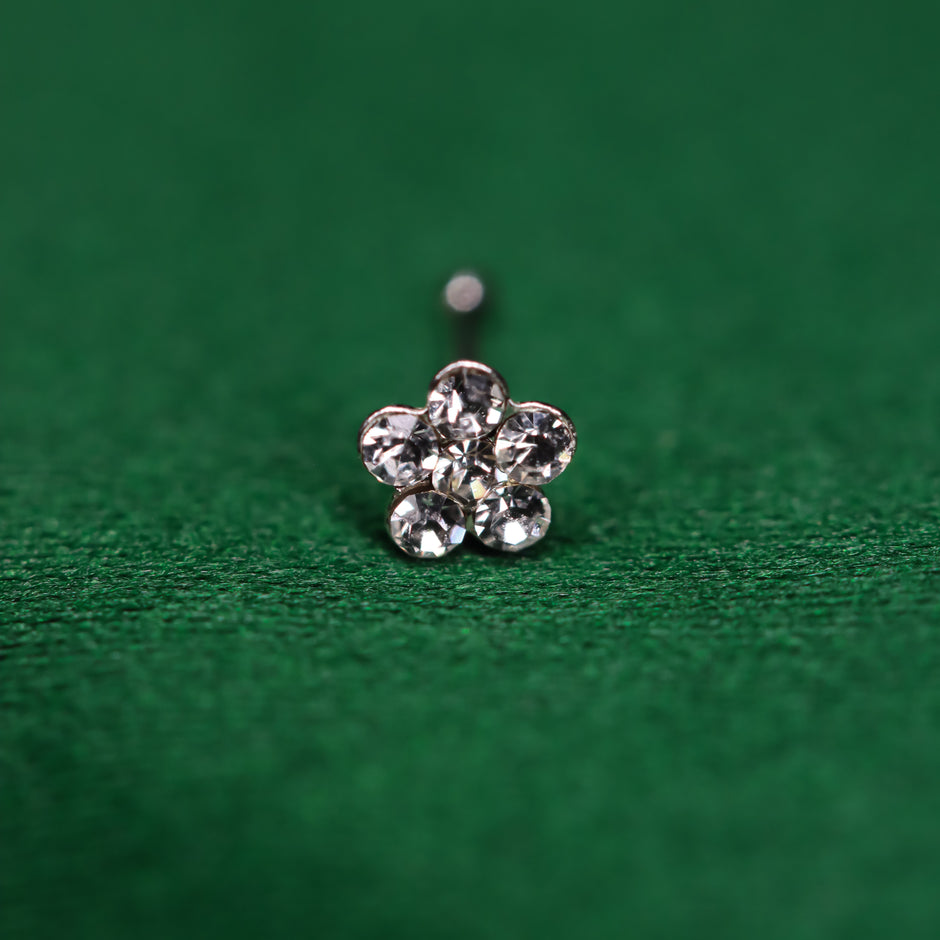 Iced Bling " Floret " Nosepin