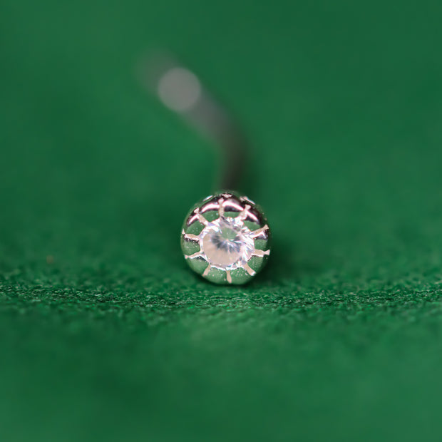 Iced Bling " L shape " Nosepin